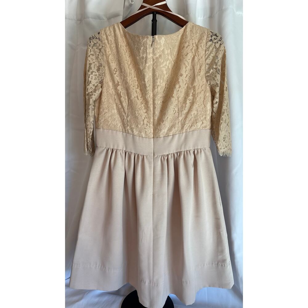 Eliza J Lace Fit & Flare Dress Beige Knee-Length Semi-Formal Dress Womens 12 - Picture 2 of 8